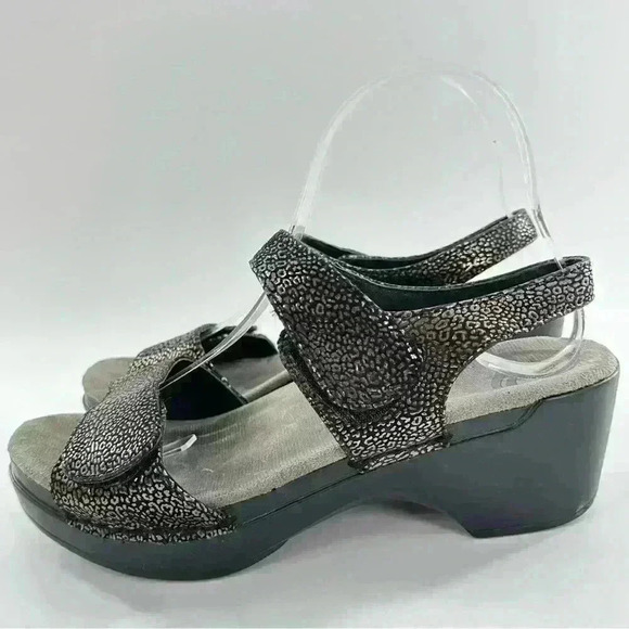 Dansko sonnet shimmer sandals 38 7.5-8 black silver orthopedic mermaid core - Picture 5 of 13